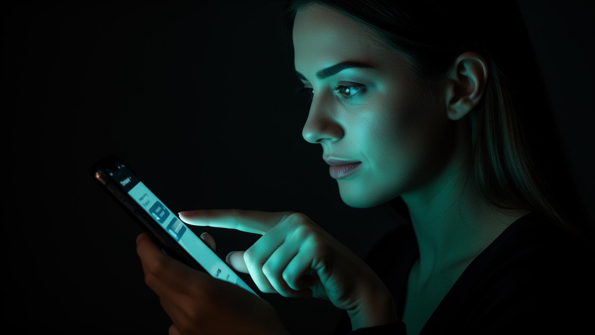 Woman managing privacy settings