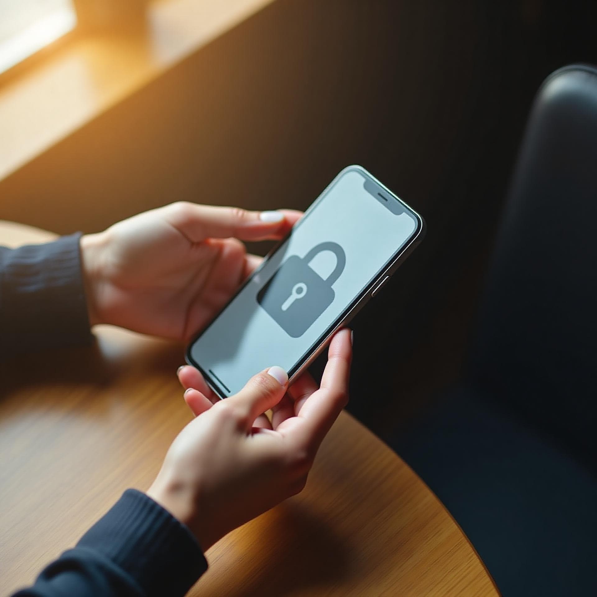 Person using encrypted messaging on phone